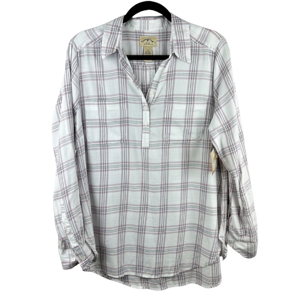Blue Mountain Women's Purple & White Button-Down Top – NWT‎